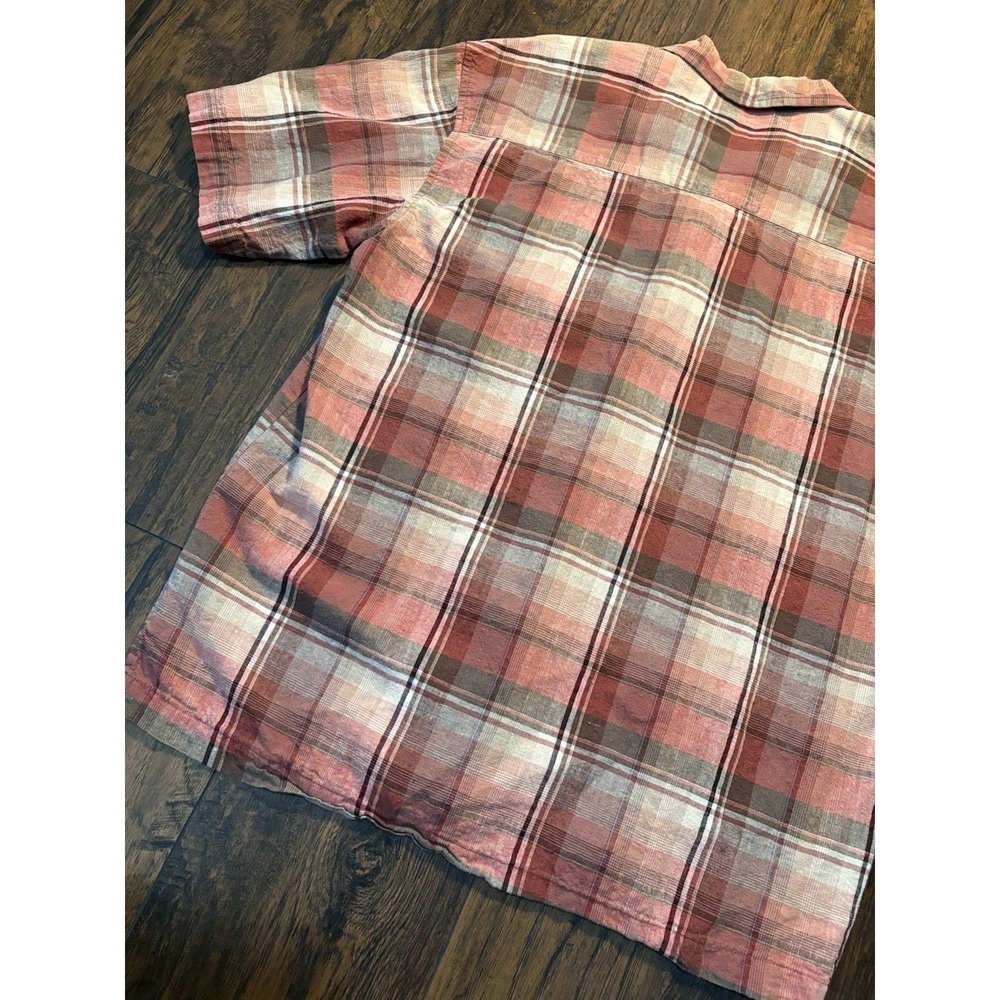 Wrangler George Strait Mens M Plaid Woven Short Sleeve Button Up Shirt Pink - Picture 14 of 16
